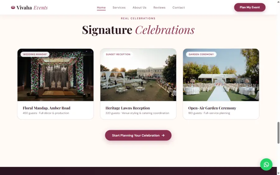 event-wedding-planner.vercel.app homepage
